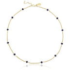 Dainty Gold Necklace for Women,Trendy 18k Gold Vermeil Sterling Silver Choker Necklace Thin Beaded Choker Necklaces Womens Simple Jewelry Gift for Valentines Day - color: September - Blue Sapphire