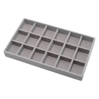 Velvet Jewelry Organizer Trays Gray Stackable Jewelry Storage Display Tray with Removable Dividers, 18 Grids - color: Gray