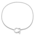 18K Gold Plated Buckle Necklace with Heavy Screw Anchor Shackle Wheat Chain Two Tone Carabiner 17.7 Inch Stainless Steel Foxtail Chain - color: Silver