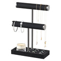 bussdis 2 Tier Bracelet Holder Display - Detachable T Bar Black Velvet Bracelet Holder, Jewelry Holder Organizer for Bracelet, Necklace, Earrings, Rings - color: Black