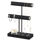 bussdis 2 Tier Bracelet Holder Display - Detachable T Bar Black Velvet Bracelet Holder, Jewelry Holder Organizer for Bracelet, Necklace, Earrings, Rings - color: Black