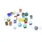 26pcs 10mm Mixed Colors Cat's Eye Diagonal Cube Stone Loose Gemstone Beads Semi-Precious Craft Supplies for DIY Jewelry Making - color: DiagonalCube10mm Mixed Colors