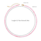 Crystal Choker Necklaces for Women,4mm Handmade Natural Stone Choker Beaded Necklace Healing Crystal Necklace Gemstone Bead Necklaces for Women - color: Rose Quartz