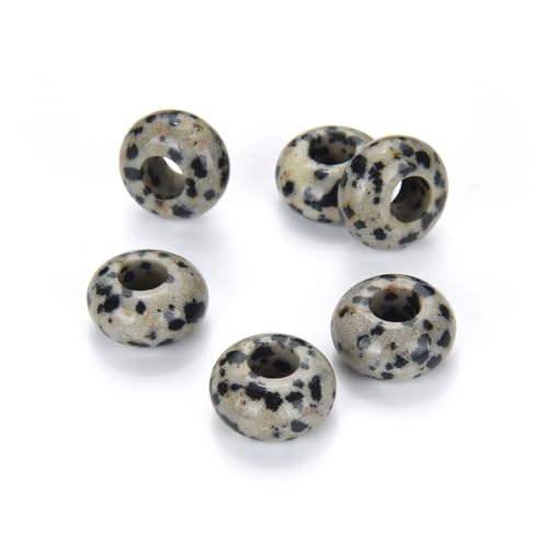 Adabele 10pcs Natural Dalmatian Jasper Gemstone 8x14mm Donut Rondelle Beads Large Hole ID 5.6mm for DIY Craft Jewelry Making GW-A9 - color: Dalmatian Jasper, size: 14mm x 8mm - 10pcs