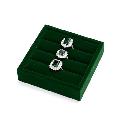 Oirlv 3 Slots Velvet Small Ring Organizer Earrings Trays Showcase Display Storage Insert Holder for Jewelry Box, Drawer, Dresser(Green,S) - color: Green, size: （Green,S）