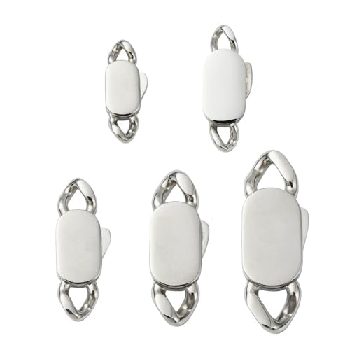 DanLingJewelry 5Pcs 5 Sizes Release Stainless Steel Buckle Clasps Metal Spring Cuban Link Clasps for DIY Bracelet Necklace Chain Jewelry Making - color: 5pcs - cuban clasps