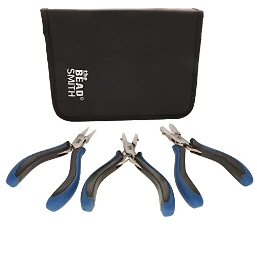 The Beadsmith Nylon Jaw Plier Set – Round, Chain & Flat Nose – Ergonomic Handle, Double Leaf Springs, Replacement Heads & Carry Case – Jewelry Making Tool for Creating Bracelets, Earrings & Necklaces - style: Plier Set