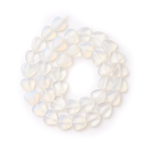 10mm Natural Opal Stone Beads Heart Shape DIY Loose Gemstone Energy Healing Crystal Charms for Jewelry Making Handmade - color: Opal