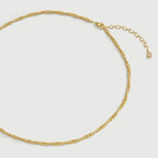Dremmy Studios Dainty Gold Choker Necklace for Women 14K Gold Plated Coin Disc Figaro Layered Beaded Flat Mariner Sideways Cross Wishbone Link Clavicle Necklaces - style: 2.8mm wave chain