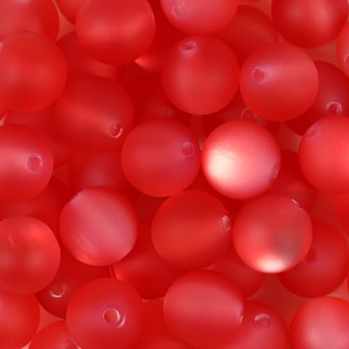 25pcs Resin Transparent Frosted Beads 16mm Cat Eye Circular Rubber Bead Spacer Bead DIY Making Friendship Bracelet Phone Chain Keychain Pen Beads Accessories (Red) - color: Red