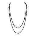 Bead Strand Versatile 60" Long Wrap Necklace - Handmade Knotted Multi Layer Sparkly Crystal, Semi Precious Natural Stone, Lava, Glass Faux Pearl - color: Natural Stone & Sparkly Bead Mix - Black