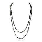 Bead Strand Versatile 60" Long Wrap Necklace - Handmade Knotted Multi Layer Sparkly Crystal, Semi Precious Natural Stone, Lava, Glass Faux Pearl - color: Natural Stone & Sparkly Bead Mix - Black