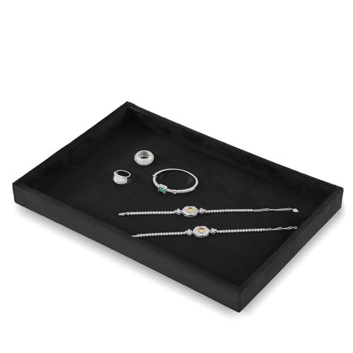 Valet Tray For Men, Velvet Jewelry Display,Premium Flat Catch All Trays,Luxury Mens Valet Tray,Black Jewelry Drawer Organizer - color: Black, size: Flat Tray