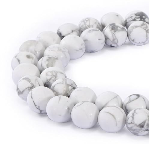 90pcs Adabele Natural White Howlite Healing Gemstone 4mm (0.16 inch) Small Round Beads Gem Stone Spacer for DIY Craft Jewelry Making GY4-4 - color: Howlite, size: 4mm (90pcs/1 Strand)