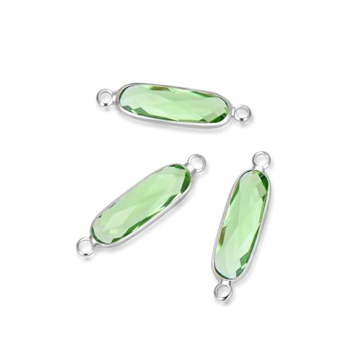 5pcs Adabele Grade A August Peridot Green Birthstone Connector Link 21mm Rectangle Bar Sterling Silver Plated Crystal Rhinestone Bead for DIY Craft Jewelry Making CCP9-S8 - color: August/Peridot Green - Silver Plated, size: 21mm (0.83") - 5pcs