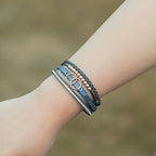FANCY SHINY Mothers Day Gifts Boho Leather Wrap Bracelet Stackable Infinity Chunky Cuff Bracelets Western Hippie Outfits Jewelry Valentine Gifts for Women - color: Navy Blue