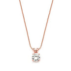 Mariell Cubic Zirconia Crystal Pendant Necklace for Women, 2 Carat 8mm CZ, for Brides, Wedding, Mother's Day Jewelry Gift - color: Rose Gold