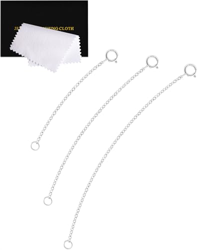925 Sterling Silver Necklace Extender Sterling Silver Necklace Chain Extenders for Women Chain Bracelet Anklet Jewelry Extension for Necklaces, 3 Piece Set (2, 3, 4 Inches) - color: Silver, size: 2 3 4 inch