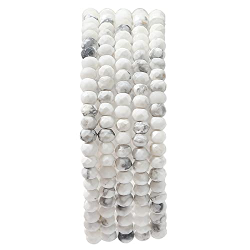 BEADIA Natural White Howlite Beads 4x2mm 120pcs Faceted Rondelle Loose Semi Gemstone Beads for Jewelry Making Design - color: White Howlite