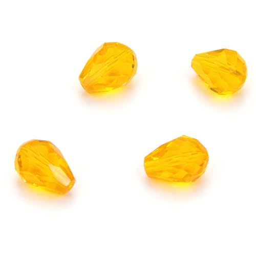 24pcs Adabele Austrian 8mm Faceted Teardrop Loose Crystal Beads Light Topaz Yellow Compatible with 5500 Swarovski Crystals Preciosa SST-808 - color: Light Topaz, size: 8mm x 6mm - 24pcs