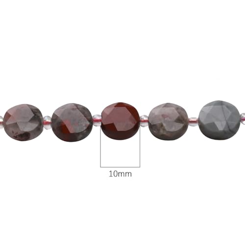 BEADIA Natural Faceted Bloodstone Rondelle Disk Stone Beads 10x5mm 37cm for DIY Chain Jewelry Making - color: Bloodstone