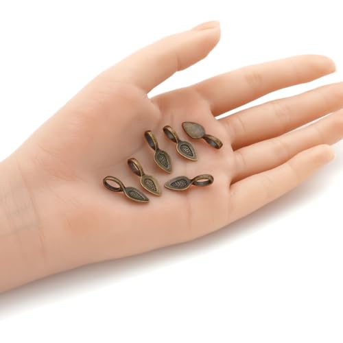 100pcs 21mm Glue On Jewelry Bail Pendant Clasp Antique Bronze 12mm (0.5 Inch) Teardrop Flat Pad Base Bulk for DIY Craft Jewelry Making MC-R1 - color: Antique bronze, size: 21mm (0.83")/Teardrop- 100pcs