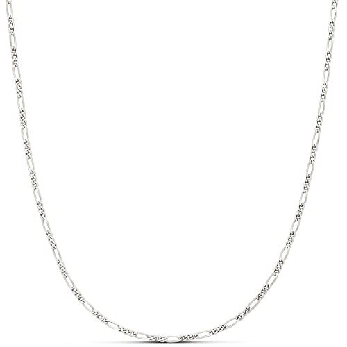 Amazon Essentials 14k Gold or Sterling Silver Plated Figaro Chain Necklace - color: Silver, size: 20", style: 2 mm