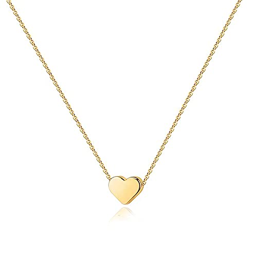 PAVOI 14K Gold Plated Cubic Zirconia Heart Necklace | Cute Dainty Love Pendant Necklaces for Women - Valentines Day Trendy Jewelry - style: Heart Polished