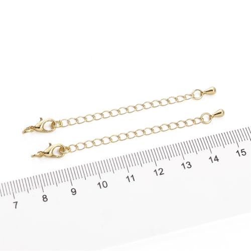 BEADIA 14K Gold Plated Extender Chains 75mm 20pcs Water Drop Extension Tail Chains for Jewelry Making Findings - color: WaterDrop