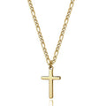 Joxevyia 14K Gold Filled Cross Necklace for Men Figaro Chain Stainless Steel Polished Cross Pendant Necklace Simple Baptism Faith Jewelry Gift - size: 24 inches, style: small cross (1.0"*0.6")