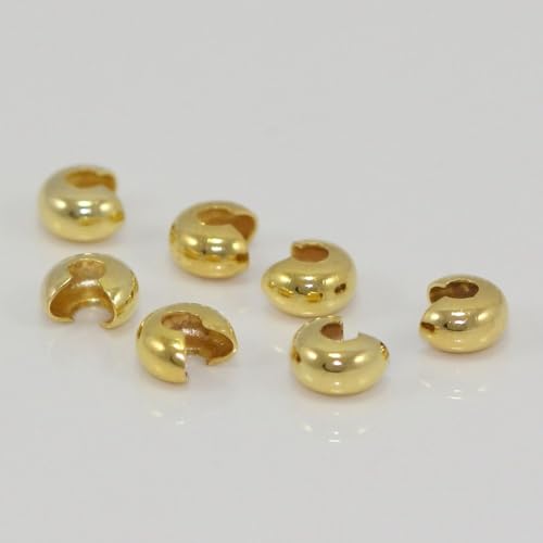 100pcs Crimp Bead Knot Covers 3mm (0.12 Inch) Small End Caps 18K Yellow Gold Plated Copper Brass for DIY Craft Jewelry Making CF8-3 - color: Gold, size: 3mm (0.12 inch) - 100pcs