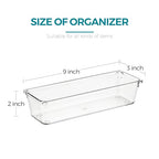 12 Pack Drawer Organizer - 3" X 9" Clear Acrylic Storage Bins with Non-Slip Pads, Versatile Desk Tray for Makeup, Jewelry, Kitchen, Bathroom, and Office Organization - size: 3"X 9"