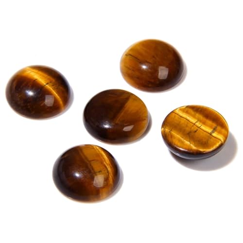 20pcs 16mm Natural Stone No Hole Tiger's Eye Semicircle Smooth Cabochons Beads for Jewelry Making Rings Earrings Necklace Bracelet DIY Crafts - color: Tiger Eye, size: 16mm