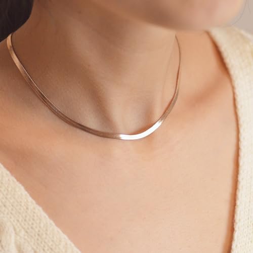 Freekiss Women's Layered Necklace Set - 3 Piece Dainty Gold Jewelry for Everyday Stacking | 14K Gold Plated Snake Chain, Rope Chain, Cuban Chain | Adjustable Length 14-18.5 Inch | Gift Ready - color: Rose Gold, style: 3Snake+Rope+Cuban