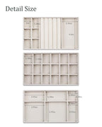 Stackable Jewelry Organizer Trays with Removable Dividers, 6-Tray Beige Jewelry Drawer Organizer Set for Earrings, Necklaces, Rings & Bracelets Gift for Her - size: 6 Layers