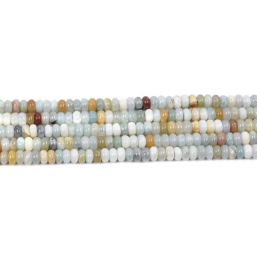 160pcs 4x2mm Natural Amazonite Disk Rondelle Spacer Stone Semi Precious Gemstone Loose Beads for Jewelry Making 15 Inch - color: Amazonite
