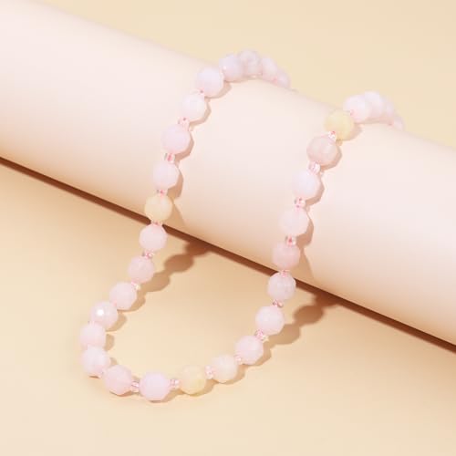 8mm Faceted Natural Morganite Stone Loose Round Semi Gemstone Beads for Bracelet Necklace Jewelry DIY Making - color: Morganite-1