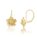 Mameloly Flower Earrings for Women Dainty 14K Gold Plated White Freshwater Pearl Stud Earrings Hypoallergenic - color: CZ Flower