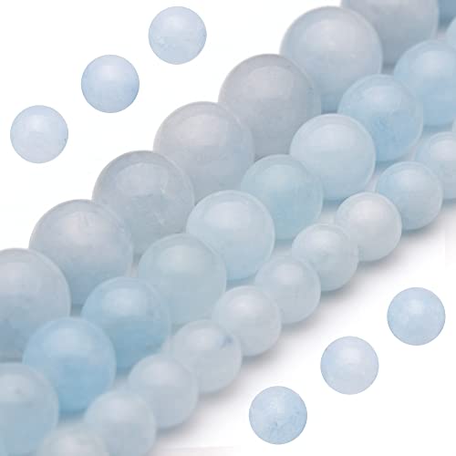 Youngbling Natural Gemstone Beads for Jewelry Making,10mm Blue Chalcedony Polished Round Smooth Stone Beads,Genuine Real Stone for Bracelet Necklace 15 Inch(Blue Chalcedony,10mm) - color: Blue Chalcedony, size: 10mm