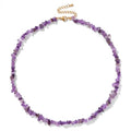 Raw Crystal Necklaces for Women 5-8mm Handmade Natural Stone Necklace Beaded Choker Necklace Healing Crystal Necklace Gemstone Necklace Raw Crystal Beaded Necklace for Her - style: Amethyst
