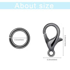 500 Pieces Set Lobster Claw Clasps 100 Lobster Clasps 400 Open Jump Rings for Jewelry Making Bracelet Necklace DIY Jewelry Making Findings Crafts Fastener Hook (Gun Black) - color: Gun Black