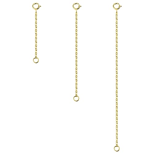 3 Pcs 925 Sterling Silver Necklace Extenders for Women Durable Strong Removable Necklace Bracelet Anklet Extension Jewelry Making Chains - color: 2 4 6 Inch, Gold