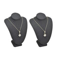 MOOCA 2 Pcs Set Small Linen Covered Wood Jewelry Display Necklace Chain Jewelry Bust Display Holder Stand, Necklaces Mannequin, 7 1/4" Height, Black Linen - color: 4) Black Linen, 2 pieces