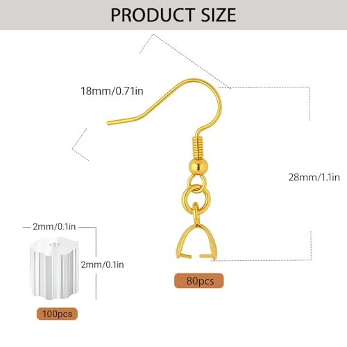 180PCS Earring Making Kits 18K Gold Earring Hooks Hypoallergenic Ear Wires Fish Hook for DIY Jewelry Making Bulk Pack - color: 18k Gold