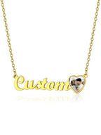 GoldChic JEWELRY Name Necklace Personalized for Men, Womens Custom Name Plate Chain, Stainless Steel Customized Old English Nameplate Choker with Curb Chains Custom, 16 inches to 30 inches - color: Photo & Rolo Chain 1.8 mm -Gold