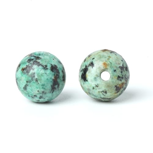 100Pcs Natural Stone 10mm African Turquoise Round Loose Gemstone Energy Healing Beads Hole Size 1mm DIY Smooth Beads for Bracelet Necklace Earrings Jewelry Making - color: African Turquoise, size: 10mm