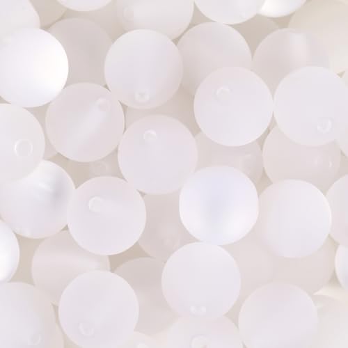 25pcs Resin Transparent Frosted Beads 16mm Cat Eye Circular Rubber Bead Spacer Bead DIY Making Friendship Bracelet Phone Chain Keychain Pen Beads Accessories (White) - color: White