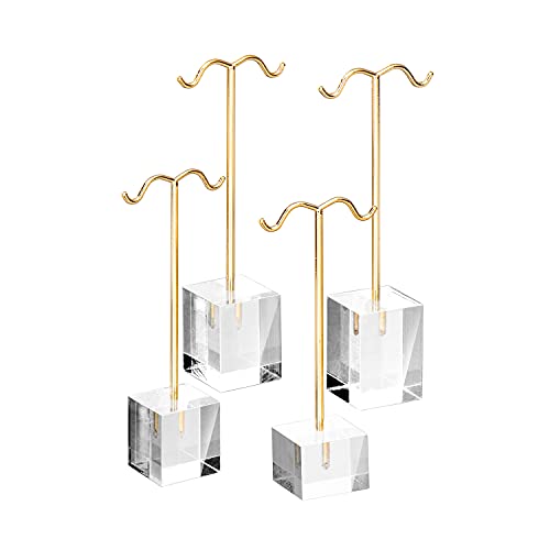 MOOCA Enhance Your Jewelry Presentation with the 4 Pcs Set Acrylic Earring Display Stand - Perfect Showcase for Earrings, Countertop T Stand, and Stylish Jewelry Display, Gold Color - color: Gold