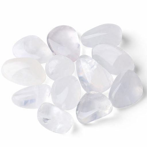 YATOJUZI 1LB Clear Quartz Tumbled Polished Natural Crystals Stones Bulk Crystal Gemstones Wholesale for Tumbling Cabbing Energy Balancing Reiki Crystal Decoration Meditation Therapy Gifts - color: Clear Quartz, size: 450g