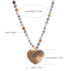 Long Necklaces for Women Boho, Oval Waterdrop Turquoise Pendant, Natural Stone Beaded, Handmade,Vintage & Elegance, Boho Fashion Charm Beaded Necklace for Women - style: G-Tan Agate Pendant